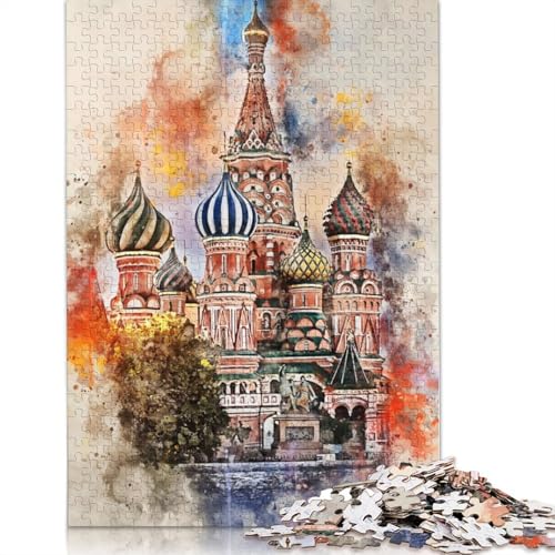 1000-teiliges Puzzle „Moskau in Aquarell“ für Erwachsene Teenager, Puzzle für Erwachsene, Lernspiel für Erwachsene, 1000 Teile (75 x 50 cm) von TBDUEPS