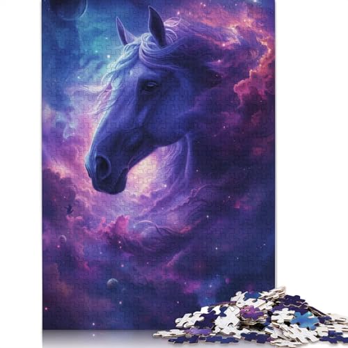 1000-teiliges Puzzle „Pferde im Universum“ für Erwachsene, Holzpuzzles, Puzzles für Erwachsene, Lernspiel, Herausforderungsspielzeug (75 x 50 cm) von TBDUEPS