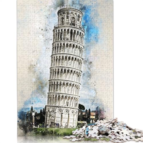 1000-teiliges Puzzle „Pisa in Aquarell“ für Erwachsene, Puzzles für Erwachsene und Teenager, Erwachsene ab 14 Jahren, 1000 Teile (75 x 50 cm) von TBDUEPS