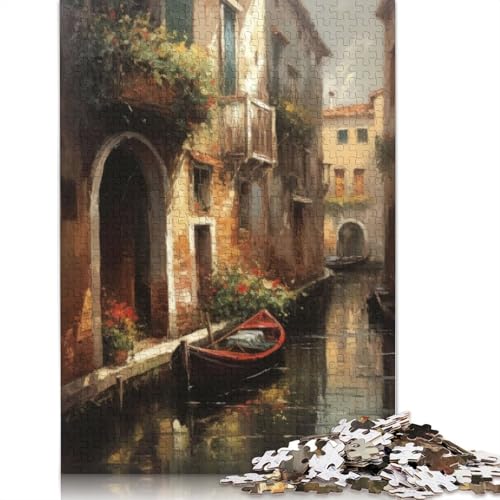 1000-teiliges Puzzle „Romantische Stimmung in Venedig“ für Erwachsene und Teenager. Holzpuzzle für Erwachsene, Lernspiel, Herausforderungsspielzeug, 1000 Teile (75 x 50 cm) von TBDUEPS