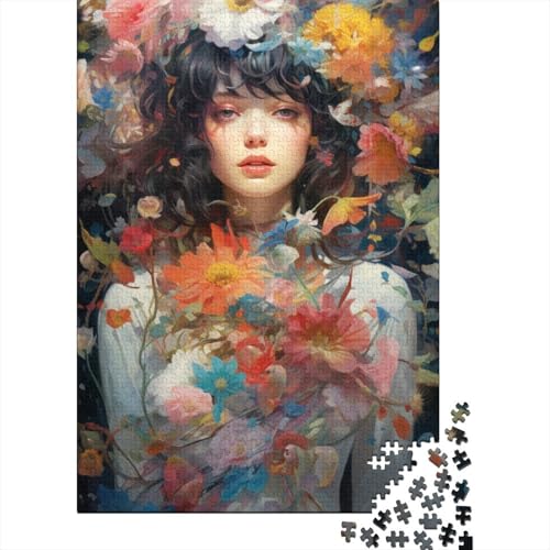 1000-teiliges Puzzle „Schöne Frau mit Blumen“ für Erwachsene, Puzzle, Puzzle für Erwachsene, Alter 14+, 1000 Teile (38 x 26 cm) von TBDUEPS