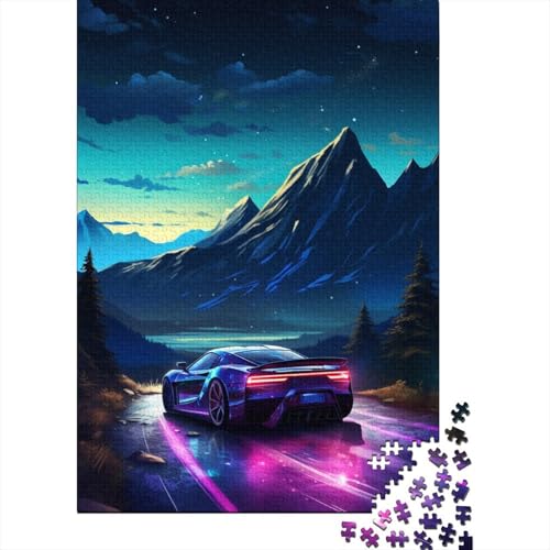 1000-teiliges Puzzle „Sportwagen unter dem Nachthimmel“ für Erwachsene, Puzzle für Erwachsene und Jugendliche ab 12 Jahren, 1000 Teile (38 x 26 cm) < von TBDUEPS