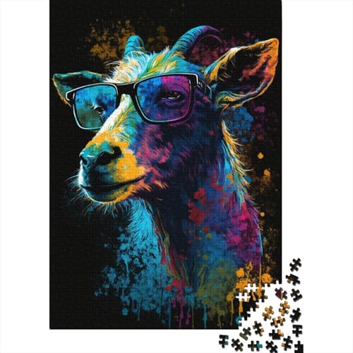 1000-teiliges Puzzle „Ziege mit Brille“ für Erwachsene, Puzzle für Erwachsene und Jugendliche ab 12 Jahren, 1000 Teile (38 x 26 cm) < von TBDUEPS