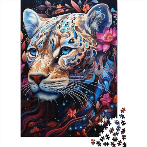 1000-teiliges Puzzle für Erwachsene, Bunte Leopardenkunst, Holzpuzzle für Erwachsene, Lernspiel, Herausforderungsspielzeug, 1000 Stück (38 x 26 cm) von TBDUEPS