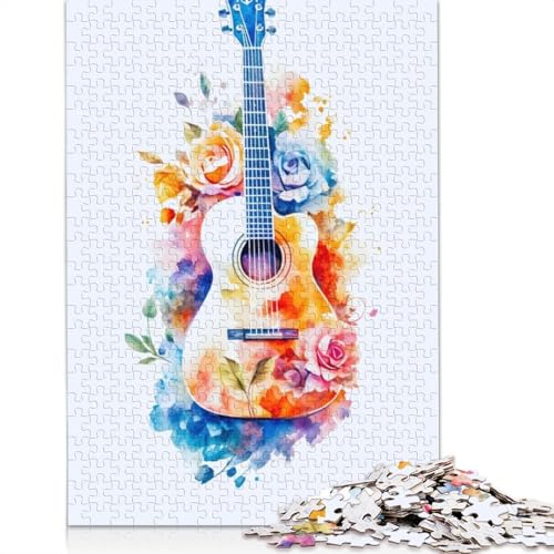 1000-teiliges Puzzle für Erwachsene, Standard-Puzzle, Gitarre, Blumen, Malerei, Puzzle, Familiendekoration, Lernspielzeug, Spiel, 1000 Teile (75 x 50 cm) von TBDUEPS