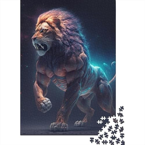 1000-teiliges Puzzle für Erwachsene mit Tierkunst-Löwe, Holzpuzzle für Erwachsene, Lernspiel, Herausforderungsspielzeug, 1000 Stück (38 x 26 cm) von TBDUEPS