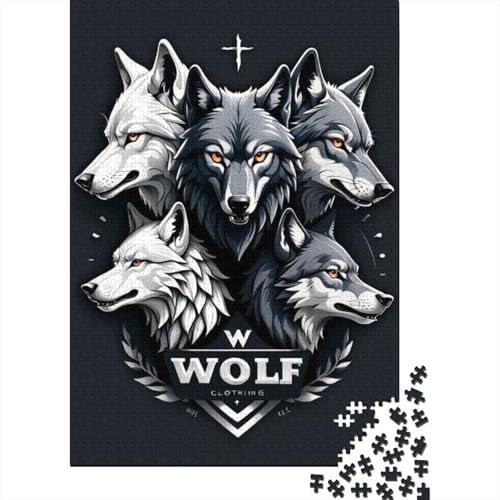 1000-teiliges Puzzle für Erwachsene mit Tierkunst-Wolf, Holzpuzzle für Erwachsene, Lernspiel, Herausforderungsspielzeug, 1000 Stück (38 x 26 cm) von TBDUEPS