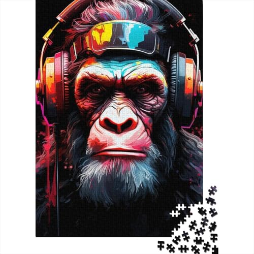 1000-teiliges Puzzle mit AFFE und Kopfhörern für Erwachsene, Puzzle, Puzzle für Erwachsene, Heimdekoration, Puzzle-Spielzeug, 1000 Teile (38 x 26 cm) von TBDUEPS