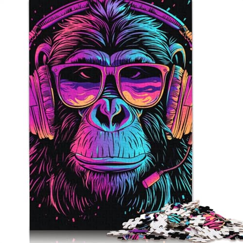 1000-teiliges Puzzle mit AFFE und Sonnenbrille, für Erwachsene, Puzzles, Lernspielzeug, 1000 Stück (75 x 50 cm) von TBDUEPS