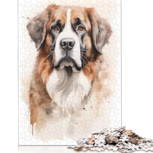 1000-teiliges Puzzle mit Bernhardiner-Hund, Schwierigkeitsgrad, Lernspiele, Spielzeug, 1000 Teile (38 x 26 cm) von TBDUEPS