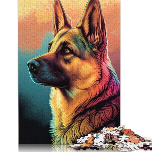 1000-teiliges Puzzle mit Deutschen Schäferhunden, Schwierigkeitsgrad für Erwachsene, entspannendes Spiel, Spielzeug, 1000 Stück (75 x 50 cm) von TBDUEPS