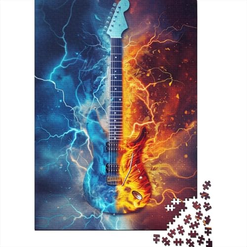 1000-teiliges Puzzle mit EIS- und Feuergitarrenmotiv für Erwachsene, Holzpuzzle, Puzzle für Erwachsene, 1000 Teile (38 x 26 cm) von TBDUEPS