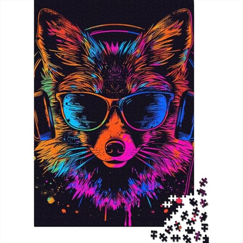 1000-teiliges Puzzle mit Fuchs und Sonnenbrille für Erwachsene, Puzzle, Lernspiel, Herausforderungsspielzeug, 1000 Teile (38 x 26 cm) von TBDUEPS
