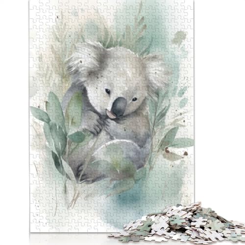 1000-teiliges Puzzle mit Koala-Aquarellmalerei, Schwierigkeitsgrad, Lernspiele, Spielzeug, 1000 Stück (75 x 50 cm) von TBDUEPS