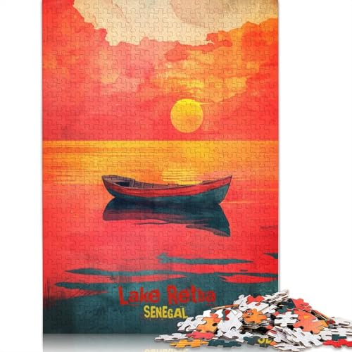 1000-teiliges Puzzle mit Lake Retba-Kunstposter, für Erwachsene, Teenager, Puzzles, Holzpuzzles, Familienaktivität, Puzzles, 1000 Stück (75 x 50 cm) von TBDUEPS