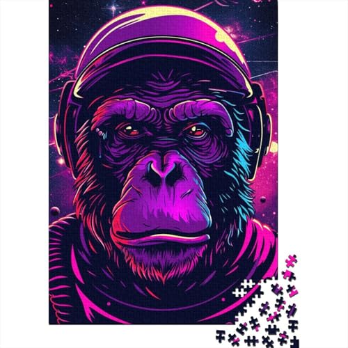 1000-teiliges Puzzle mit Musik-Affenmotiv für Erwachsene und Jugendliche, Holzpuzzle, nachhaltiges Puzzle für Erwachsene, Spiele 1000 Teile (38 x 26 cm) von TBDUEPS