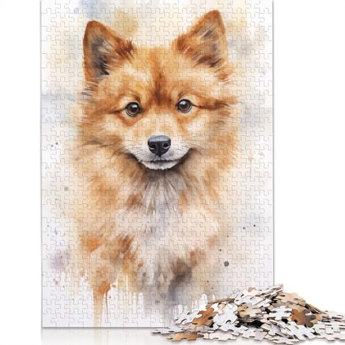 1000-teiliges Puzzle mit Porträt eines finnischen Spitz, Schwierigkeitsgrad für Erwachsene, Lernspiele, Spielzeug, Familiendekoration, 1000 Stück (38 x 26 cm) von TBDUEPS