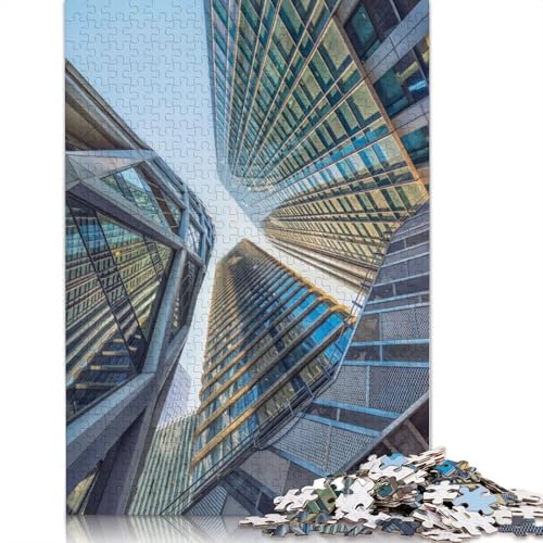 1000-teiliges Puzzle mit Poster „Moderne Gebäude“ für Erwachsene und Teenager. Holzpuzzles für Teenager, Geschenke, Entspannungspuzzles, Spiele, 1000 Stück (75 x 50 cm) von TBDUEPS
