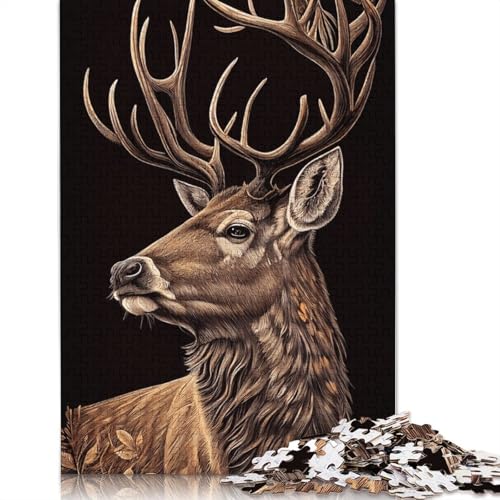 1000-teiliges Puzzle mit Tierkunst-Elch für Erwachsene und Jugendliche, Holzpuzzle, nachhaltiges Puzzle für Erwachsene | Spiele 1000 Teile (75 x 50 cm) von TBDUEPS