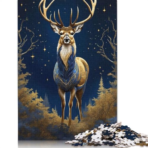 1000-teiliges Puzzle mit Tierkunst-Elch für Erwachsene und Teenager, 1000 Teile (75 x 50 cm) von TBDUEPS