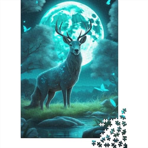 1000-teiliges Puzzle mit Tierkunst-Elch für Erwachsene und Teenager, Lernspiele für zu Hause, DIY-Spielzeug, 1000 Stück (38 x 26 cm) von TBDUEPS