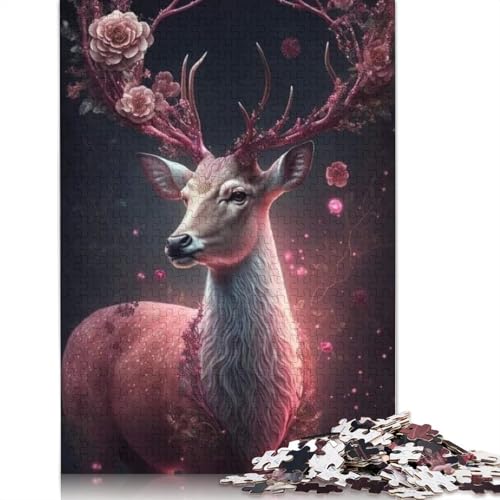 1000-teiliges Puzzle mit Tierkunst-Elch für Erwachsene und Teenager, Lernspiele für zu Hause, DIY-Spielzeug, 1000 Stück (75 x 50 cm) von TBDUEPS