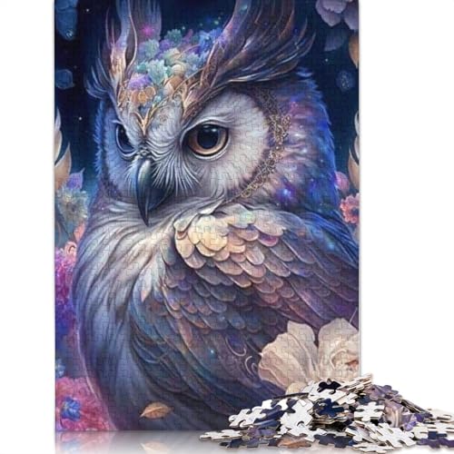 1000-teiliges Puzzle mit Tierkunst-Eule für Erwachsene und Jugendliche, Holzpuzzle, nachhaltiges Puzzle für Erwachsene | Spiele 1000 Teile (75 x 50 cm) von TBDUEPS