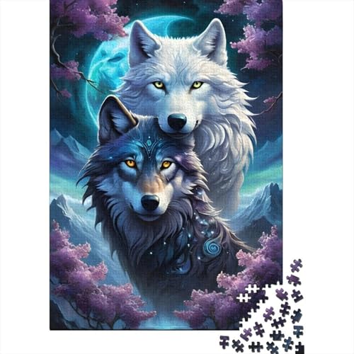 1000-teiliges Puzzle mit Tierkunst-Wolf, für Erwachsene, Holzpuzzle, Lernspiel für Erwachsene und Teenager, 1000 Teile (38 x 26 cm) von TBDUEPS