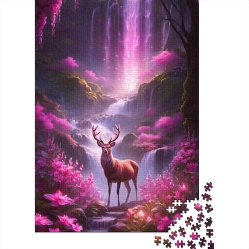 1000-teiliges Puzzle mit Tierkunst und Elchmotiv für Erwachsene, Holzpuzzle für Erwachsene, für Familienspaß und Spieleabend, 1000 Teile (38 x 26 cm) von TBDUEPS