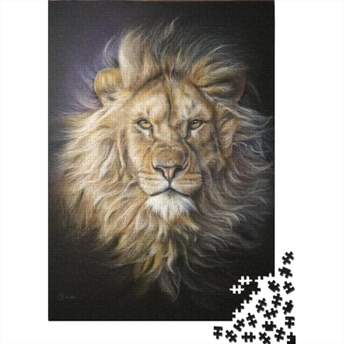 1000-teiliges Puzzle mit Tierkunst und Löwenmotiv für Erwachsene, Holzpuzzle, Lernspiel für Erwachsene Teenager, 1000 Teile (38 x 26 cm) von TBDUEPS
