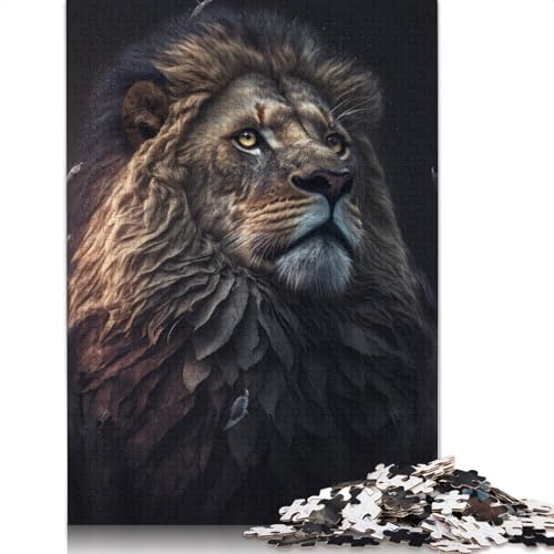 1000-teiliges Puzzle mit Tierkunst und Löwenmotiv für Erwachsene, Holzpuzzle, Lernspiel für Erwachsene Teenager, 1000 Teile (75 x 50 cm) von TBDUEPS