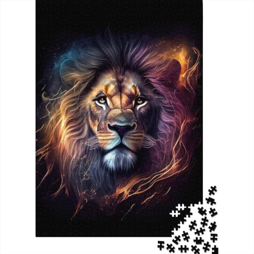1000-teiliges Puzzle mit Tierkunst und Löwenmotiv für Erwachsene und Jugendliche, Holzpuzzle, nachhaltiges Puzzle für Erwachsene | Spiele 1000 Teile (38 x 26 cm) von TBDUEPS