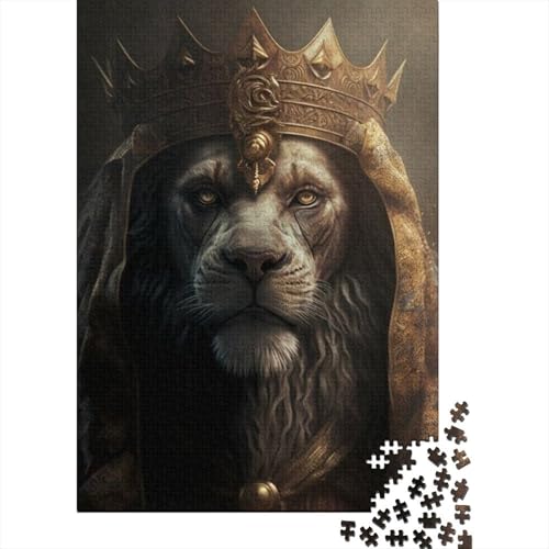 1000-teiliges Puzzle mit Tierkunst und Löwenmotiv für Erwachsene und Jugendliche, Holzpuzzle, nachhaltiges Puzzle für Erwachsene | Spiele 1000 Teile (38 x 26 cm) von TBDUEPS