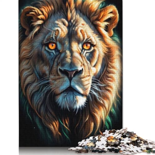 1000-teiliges Puzzle mit Tierkunst und Löwenmotiv für Erwachsene und Teenager, Holzpuzzle, 1000 Teile (75 x 50 cm) von TBDUEPS