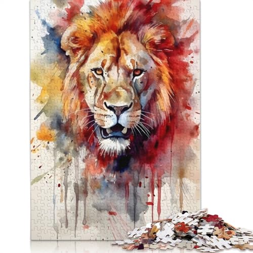 1000-teiliges Puzzle mit Wasserfarben und Löwenmotiv, Schwierigkeitsgrad: Puzzle, Lernspiele, Spielzeug, 1000 Stück (38 x 26 cm) von TBDUEPS