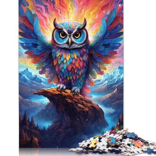 1000-teiliges Puzzle mit bunten Eulengemälden für Erwachsene und Teenager, Holzpuzzle, 1000 Teile (75 x 50 cm) von TBDUEPS