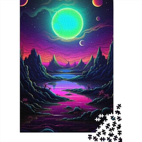 1000-teiliges Puzzle mit bunten Neon-Sonnenuntergängen für Erwachsene und Teenager, Lernspiele für Zuhause, DIY-Spielzeug, 1000 Stück (38 x 26 cm) von TBDUEPS