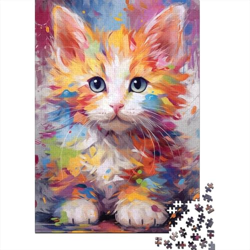 1000-teiliges Puzzle mit bunter Katze und Blume für Erwachsene, Puzzle, Erwachsenen-Puzzle, Heimdekoration, Puzzle-Spielzeug, 1000 Stück (38 x 26 cm) von TBDUEPS