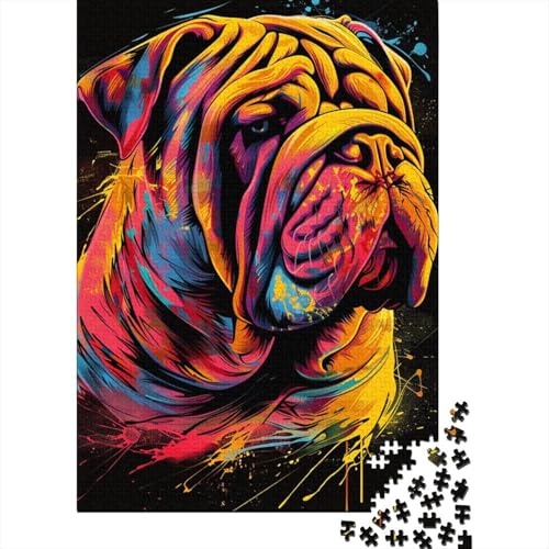 1000-teiliges Puzzle mit chinesischem Shar-Pei-Hundemotiv für Erwachsene, Puzzle, Puzzles für Erwachsene, einzigartige Heimdekoration und Geschenke, 1000 Teile (38 x 26 cm) von TBDUEPS