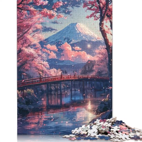 1000-teiliges Puzzle mit dem Berg Fuji und Kirschblüten für Erwachsene, Puzzle für Erwachsene und Jugendliche ab 12 Jahren, 1000 Teile (75 x 50 cm) < von TBDUEPS