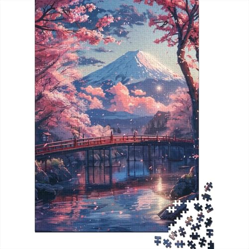 1000-teiliges Puzzle mit dem Berg Fuji und Kirschblüten für Erwachsene und Teenager. Puzzle für Familienspaß und Spieleabende. 1000 Teile (38 x 26 cm) von TBDUEPS