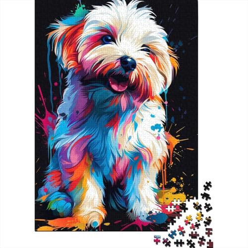1000-teiliges Puzzle mit dem Hundemotiv „Coton de Tulear“ für Erwachsene und Teenager, Lernspiele für Zuhause, DIY-Spielzeug, 1000 Stück (38 x 26 cm) von TBDUEPS