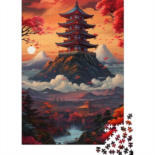 1000-teiliges Puzzle mit dem Mount Fuji, Japan, für Erwachsene, Holzpuzzle für Erwachsene und Jugendliche, Lernpuzzle, 1000 Teile (38 x 26 cm) von TBDUEPS