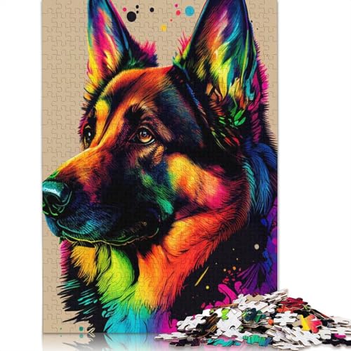 1000-teiliges Puzzle mit deutschem Schäferhund, Farbpuzzle, Schwierigkeitsgrad, Lernspiele, Spielzeug, 1000 Stück (38 x 26 cm) von TBDUEPS