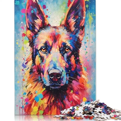 1000-teiliges Puzzle mit deutschem Schäferhund, farbenfroh, Schwierigkeitsgrad, Lernspiele, Spielzeug, 1000 Teile (75 x 50 cm) von TBDUEPS