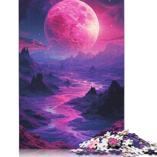 1000-teiliges Puzzle mit erstaunlicher Neonlandschaft für Erwachsene, Holzpuzzle, Lernspiel für Erwachsene Teenager, 1000 Teile (75 x 50 cm) von TBDUEPS