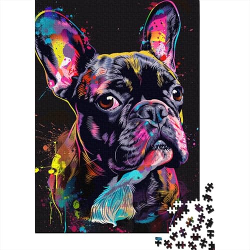 1000-teiliges Puzzle mit französischer Bulldogge für Erwachsene und Jugendliche, Holzpuzzle, nachhaltiges Puzzle für Erwachsene | Spiele 1000 Teile (38 x 26 cm) von TBDUEPS