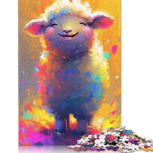 1000-teiliges Puzzle mit lächelndem, süßem Schaf, für Erwachsene, Holzpuzzles für Erwachsene, Teenager, Mann, Frau, Geschenk, 1000 Stück (75 x 50 cm) von TBDUEPS