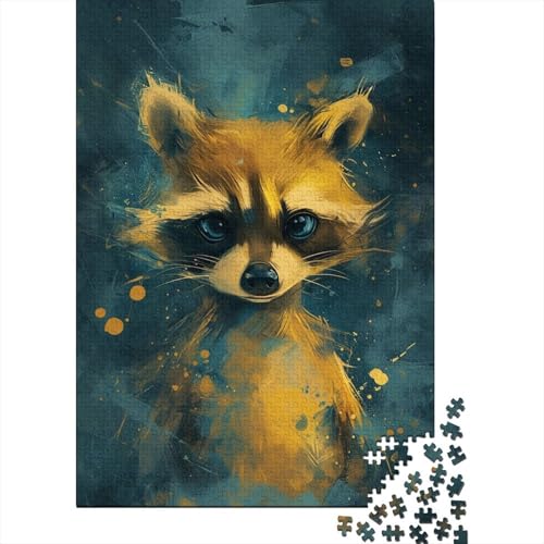 1000-teiliges Puzzle mit süßem kleinen gelben Waschbären für Erwachsene, Puzzle für Erwachsene, Alter 14+, 1000 Teile (38 x 26 cm) von TBDUEPS