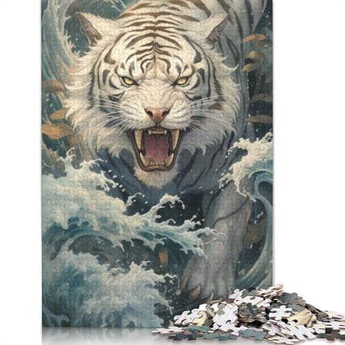 1000-teiliges Puzzle mit weißem Tiger für Erwachsene, Puzzles, Lernspielzeug, 1000 Stück (75 x 50 cm) von TBDUEPS